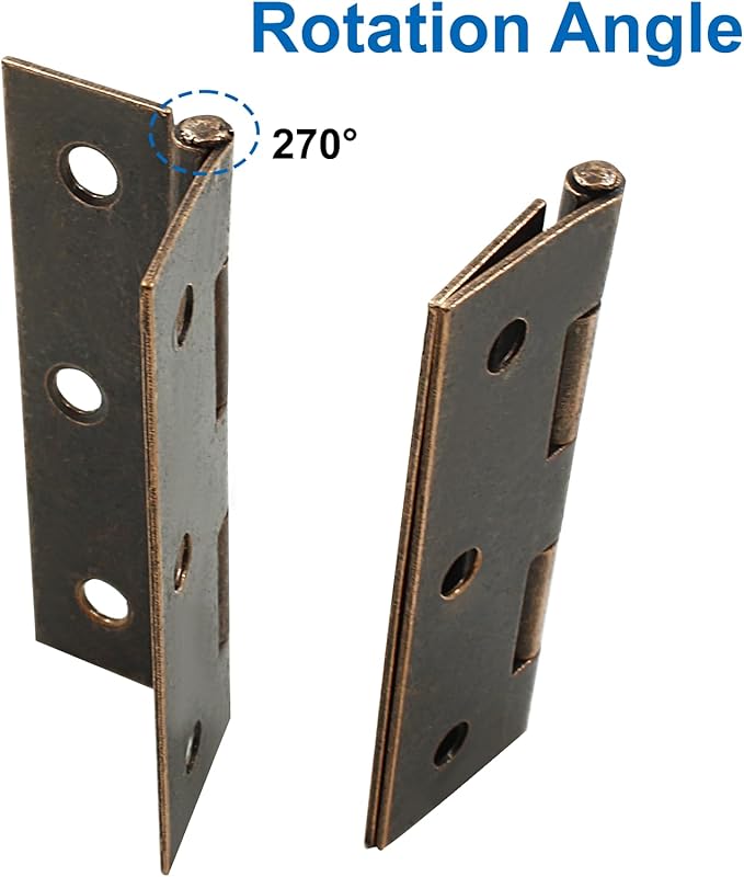10Pcs Antique Red Bronze Door Hinges,2.5 Inch Iron Front Door Hinge,6 Hole Closet Exterior Door Hinges Heavy Duty,Antique Bronze Butt Hinge for Jewelry Box,Bedroom,Cabinet Door