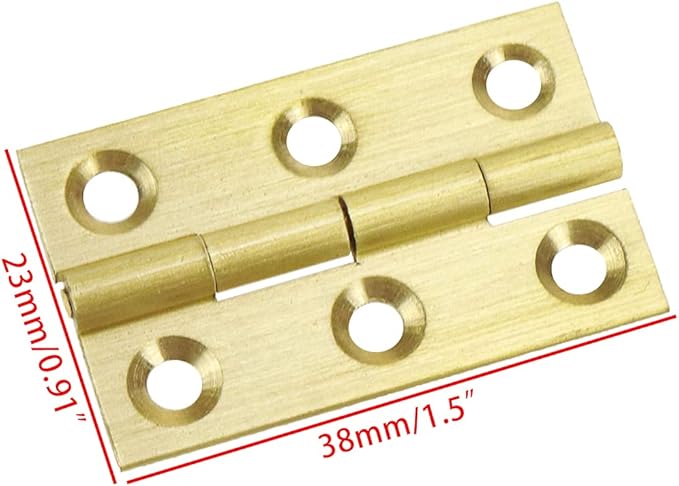 Mcredy 4 Pcs 1.5 Inch Brass Cabinet Hinges Door Butt Hinges with Mounting Screws for Cabinets Gate Wooden Box, Gold