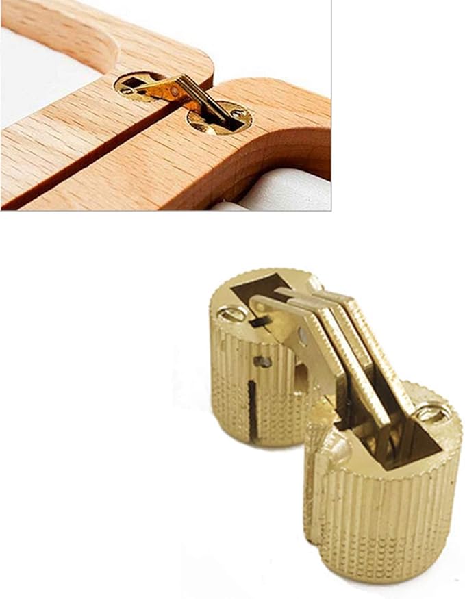12 Pcs 10mm Brass Barrel Hinges Hidden Invisible Cabinet Furniture Hinges Concealed 180 Degree Opening Angle