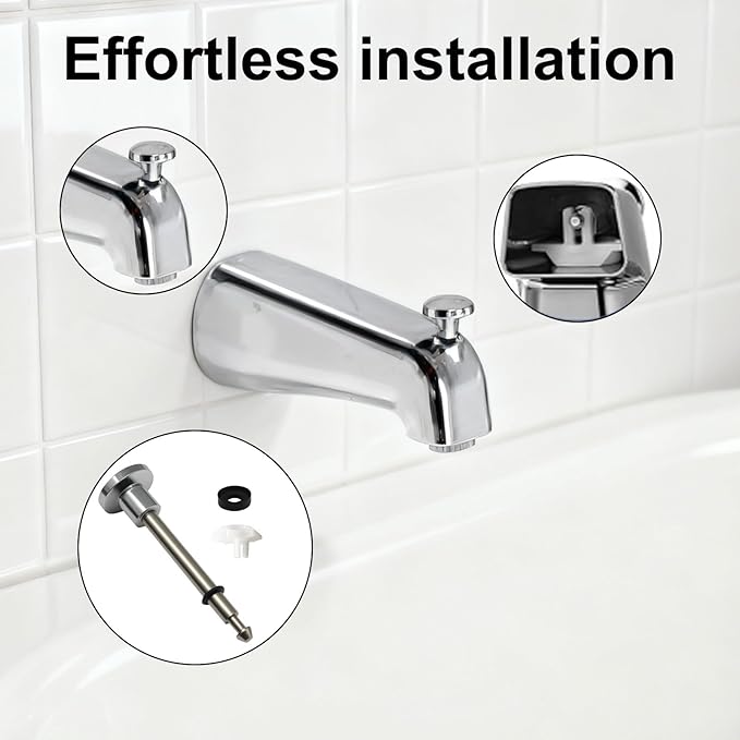 Waziaqoc 2 Set Tub Spout Diverter Repair Kit, Includes 2 x Diverter Valve Stems, 2 x Cup Seals and 2 x Gates, Leaky Faucet Repair Replacement Parts for Bathroom Shower Bathtub, Brushed Nicke