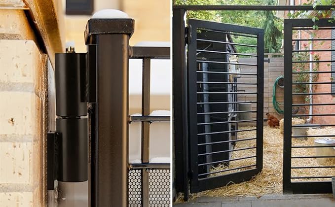 Heavy Duty Gate Hinges 5 Inches - 2 Pack Black Iron Door Hinge Barrel Style 450 Lbs Capacity for Swing Door Trailer Ramp Gate - Weld On Install