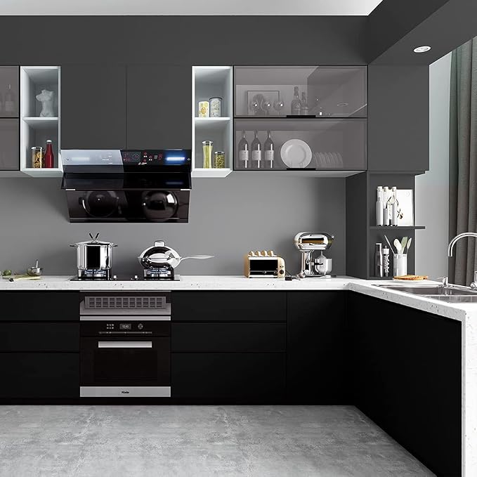 FUKU MON 24"x394" Dark Grey Wallpaper Matte Solid Gray Contact Paper Self-Adhesive Peel and Stick Thick Removable Wallpaper for Bedroom Cabinets Livingroom(Dark Gray)