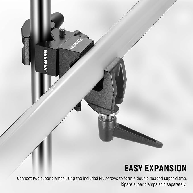 NEEWER Super Clamp with 5/8" Stud, Spring Lock, 2.4"/6cm Jaw Grip Heavy Duty Crab Pole Clamp for Round Pipe Flat Surface, for Photography Studio Camera & Lighting Mounting, Max Load 33lb/15kg, UA017