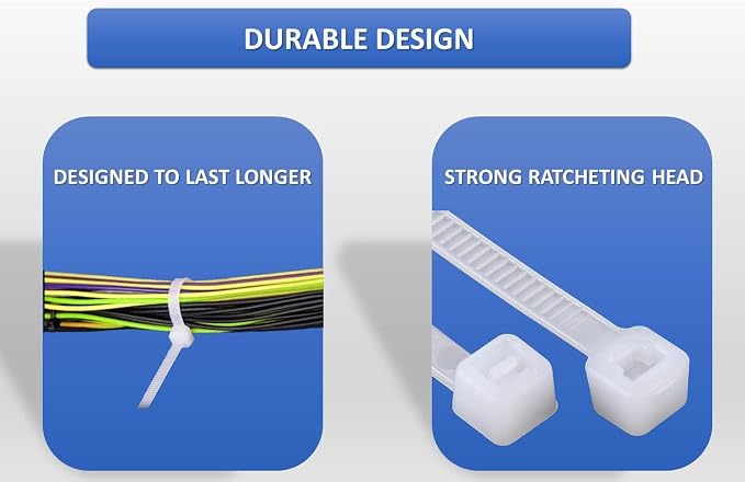 Kable Kontrol Cable Zip Ties, 22 Inch 50 Pcs, HD 250lbs Test, Natural White | Nylon Plastic, Self Locking, UL Listed, Indoor Use