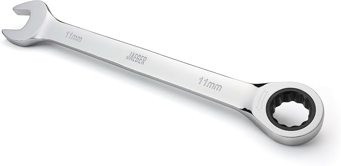 Jaeger 11 mm Combo Ratchet Wrench, 90-Tooth, Chrome Vanadium, Metric