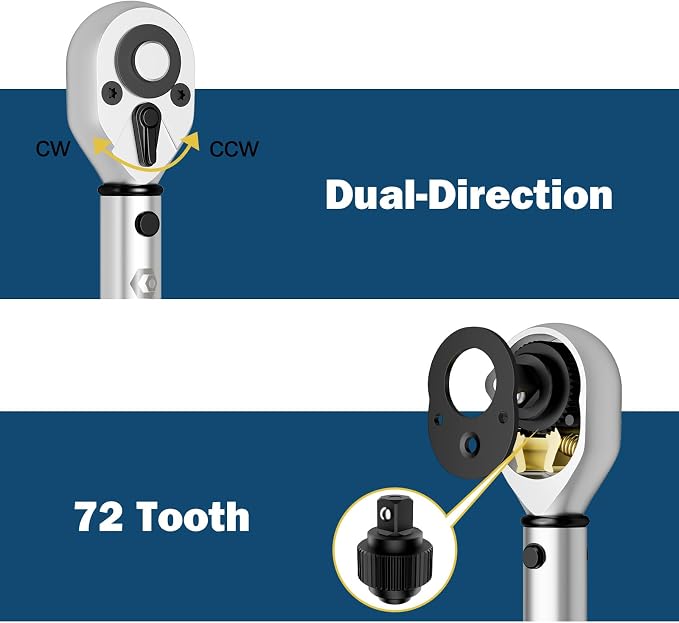 VANPO 3Pcs Torque Wrench 1/4&3/8&1/2"-20-240in-lb, 5-45ft-lb, 20-160ft-lb | ±3% Accuracy, Click, Dual Direction, 72-Tooth Ratchet, for Bike, Motorcycle, Car & Automotive Use