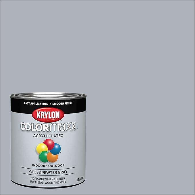Krylon® COLORmaxx™ Brush-On, Gloss, Pewter Grey, 1 Quart
