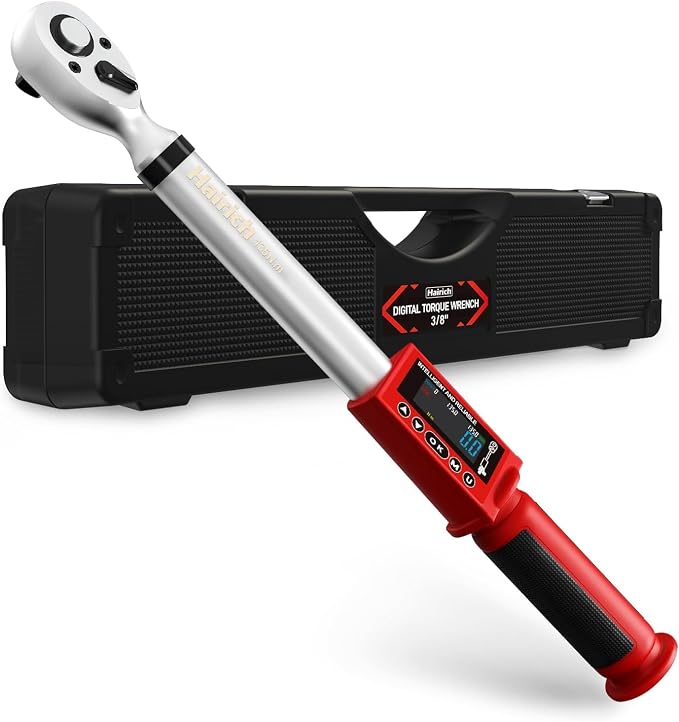 Hairich 3/8 torque wrench digital, Electric Torque Wrench 5-100FT-LB | 6.75-135N.M, Torque Range Accurate to ±2%, with Buzzer and LED Flash Notification for Car/Motorcycle/Auto Repair