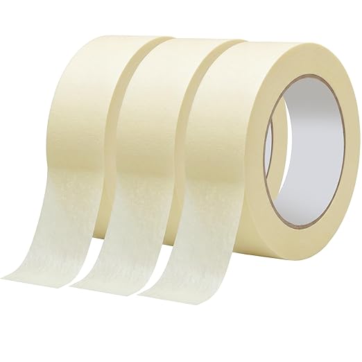 Fainne 3 Rolls Masking Tape Bulk General Purpose Masking Painting Tape 55 Yards for Painting Home Office School Stationery Arts Crafts Basic Use, Easy Removal (1.88 Inch)