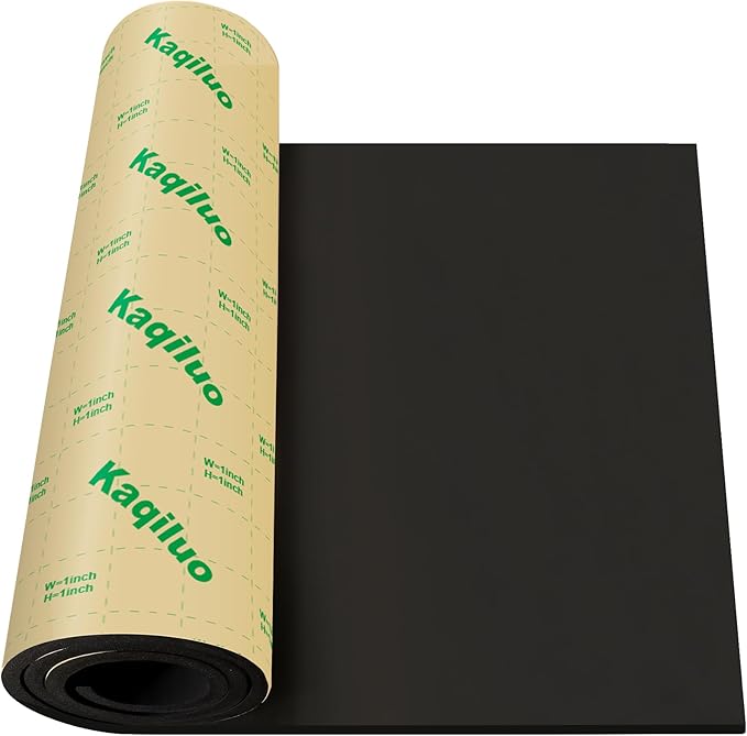 Kaqiluo Self-Adhesive Sound Insulation Acoustic Foam, 32.3 sqft x 0.79in Thick, 50+kg/m³ ，Sound Proof Padding,Fire,Water Resistant ,Thermal Insulation,Cold Proof Acoustic Treatment Foam