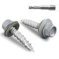 Metal Roofing Screws #10 × 1 Inch, 185pcs Gray Ruspert Coating Hex Head Roofing Screws with Rubber Washer, Self Starting Metal to Wood Siding Screws