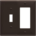 ENERLITES Combination Toggle Light Switch/Decorator Light Switch Plate, Double Switch Wall Plate, Standard Size 2-Gang 4.50" x 4.57", Polycarbonate Thermoplastic, 881131-BR, Brown