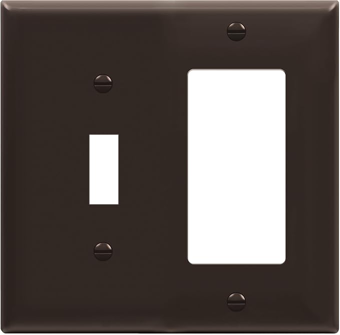 ENERLITES Combination Toggle Light Switch/Decorator Light Switch Plate, Double Switch Wall Plate, Standard Size 2-Gang 4.50" x 4.57", Polycarbonate Thermoplastic, 881131-BR, Brown