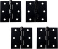 QCAA Square Door Butt Hinge, Heavy Gauge, Swaged, Loose Pin, 2-1/2"x2-1/2 x2.0mm, Black, Made in Taiwan, 4 Pack