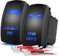 Nilight 2 Pack Rear Lights Rocker Switch Led Light Bar Switches 5Pin Laser On Off SPST switches 20A/12V 10A/24V Blue with Jumper Wires Set for Cars Trucks RVs