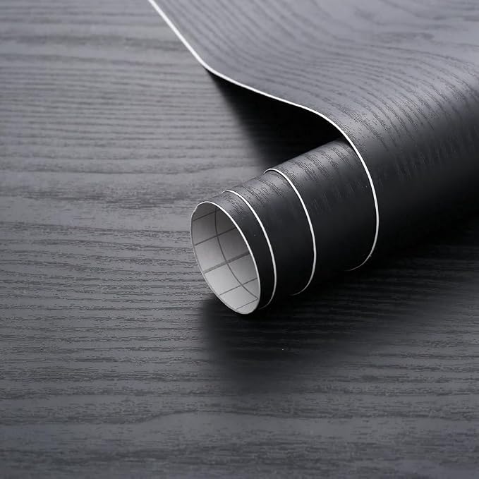 Arthome Peel and Stick Contact Paper Black Wood Wallpaper Self-Adhesive & Removable Vinyl Wall Paper for Countertop Furniture Kitchen, Easy to Clean, (33" x 120")