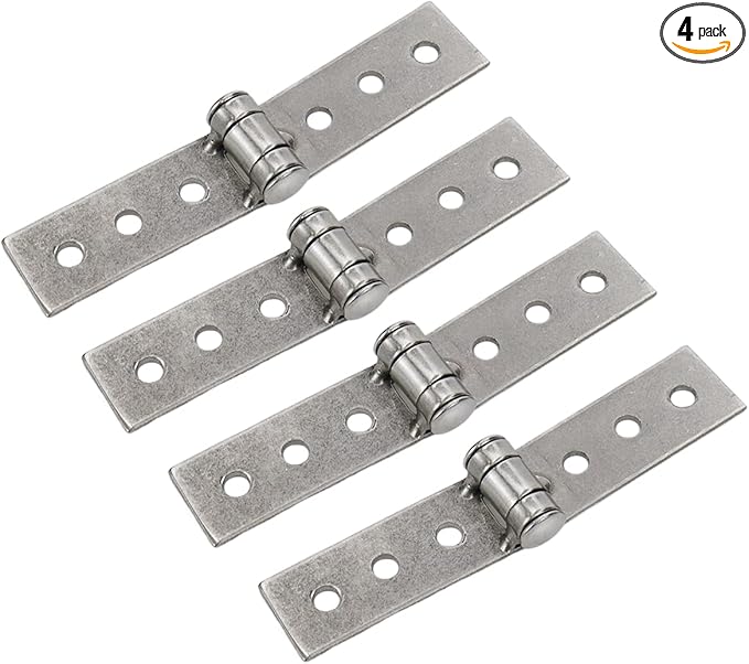 4Pcs 3 inch Silver Folding Butt Hinge Stainless Steel Furniture Door Window Hinges, 6 Hole Small Hinges for Crafts, Frameless Glass Window Hinge