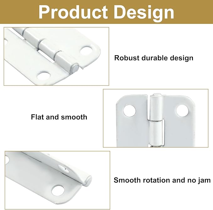 Murtenze 24Pcs Butt Hinge, 1" x 3/4" Metal Foldable Door Hinges with Screws for Cabinet Door Closet, Jewelry, Wooden Box (White)