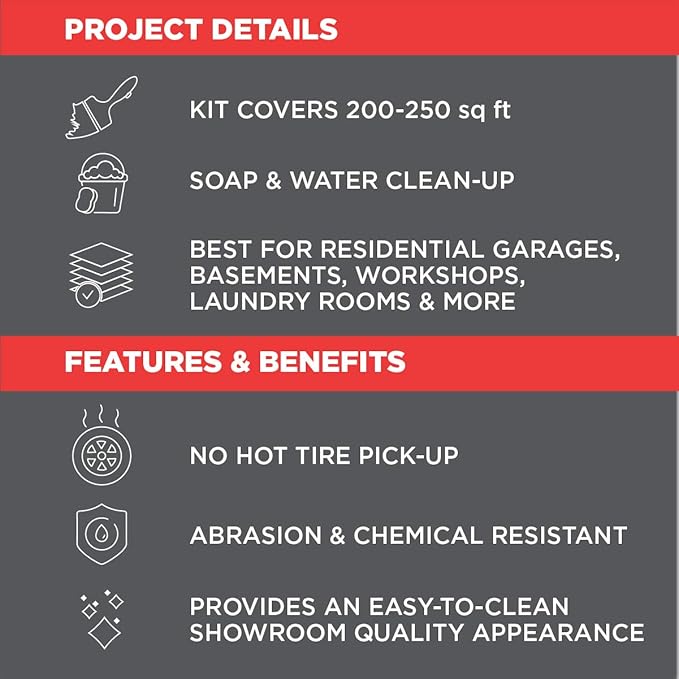 Rust-Oleum 251965 EPOXYSHIELD Garage Floor Coating Kit, 1 Car, Gloss Gray