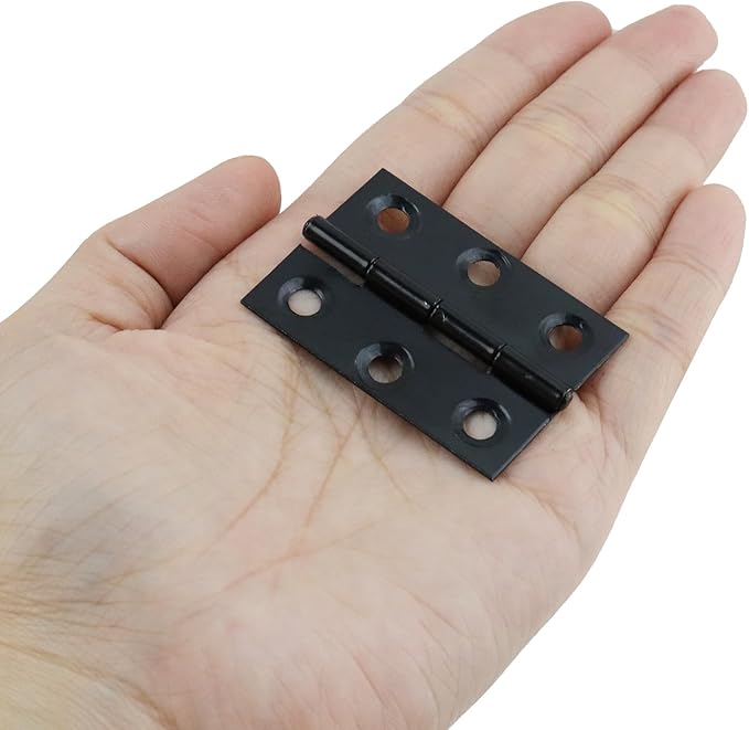 MY MIRONEY 20PCS Stainless Steel Folding Hinges 1-5/7 Inch Black Cabinet Door Hinge Home Furniture Hardware Hinge for Wooden Box, Door and Window, DIY Projects