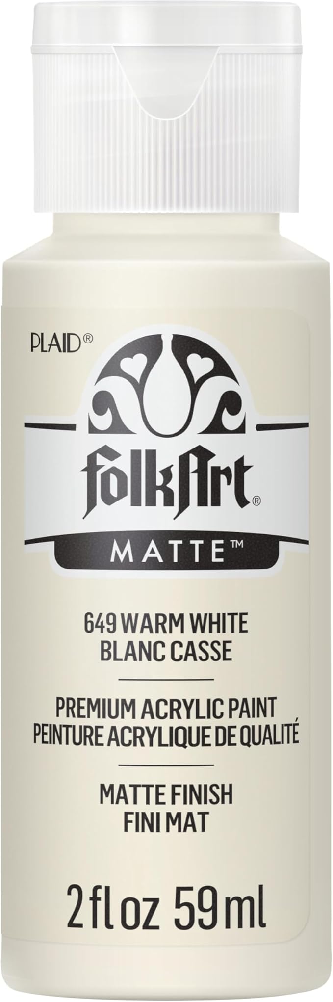 FolkArt Acrylic Paint in Assorted Colors (2 oz), 649, Warm White