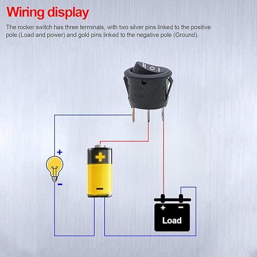 Twidec/5Pcs 12V Round Rocker Switch ON/Off/ON AC 6A/250V 10A/125V SPST 3 Pin 3 Position Toggle Switch for Car Boat Automotive RV Black with Wires KCD1-5-103-ON-OFF-ON