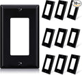 ELEGRP Decorative Receptacle Wall Plate, 1-Gang Standard Size Outlet Decorator Cover, Unbreakable Polycarbonate Dual Port Faceplates Covers, UL Listed, Screws included (10 Pack, Glossy Black)