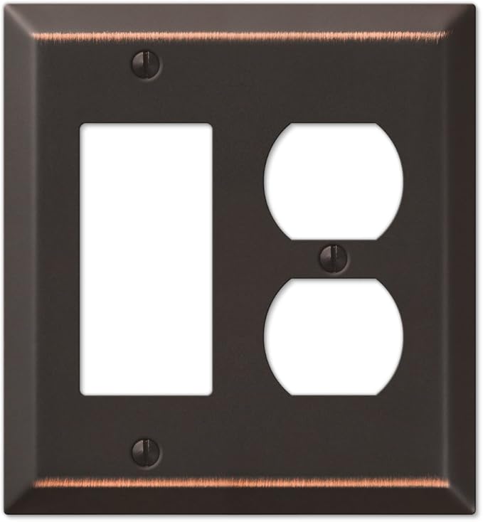 Amerelle 163RDDB Century Wallplate, 1 Rocker / 1 Duplex Outlet, Steel, Aged Bronze, 1-Pack