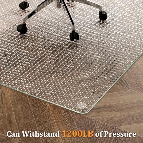 GLSLAND 36"x46" Tempered Glass Chair Mat – Checkered Patterned