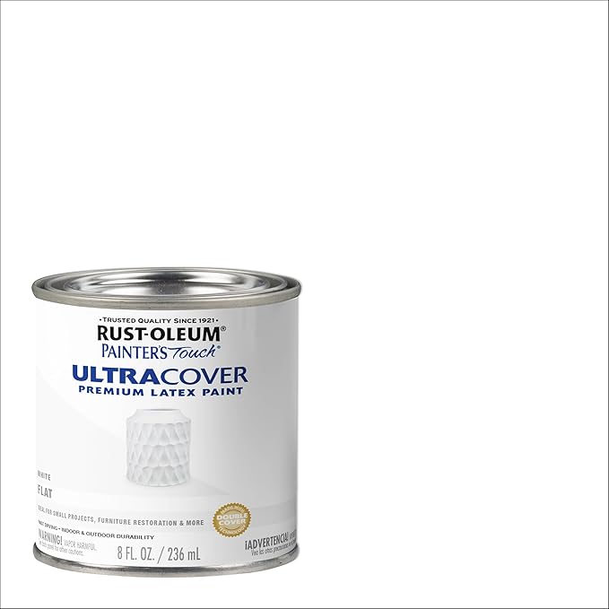 Rust-Oleum 1990730 Painter's Touch Latex Paint, Half Pint, Flat White, 8 Fl Oz (Pack of 1)