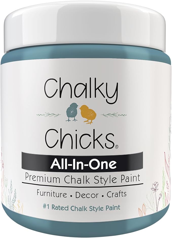 Chalky Chicks 4 Fl Oz Matte Y Blue (Medium Blue) Chalk Paint for Furniture Without Sanding - No Prep Furniture Paint No Sanding All in One for Crafts, Wood, Walls, Cabinet, Metal, Dresser, Farmhouse