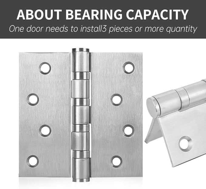 2 Packs of Square 4x4inch Black Stainless Steel 3MM Thickened Door Hinges, Bearing Door Hinges, Window Hinges, Indoor and Outdoor Hinges with Screws