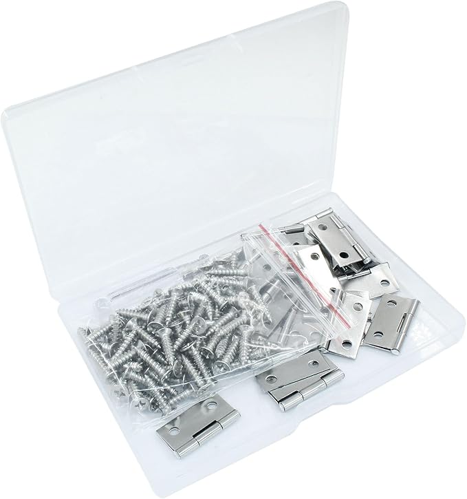 20 Pack Butt Hinges, 1 Inch Stainless Steel Small Hinges with Mounting Screws for Wooden Box, Jewelry Box, Craft DIY, Furniture