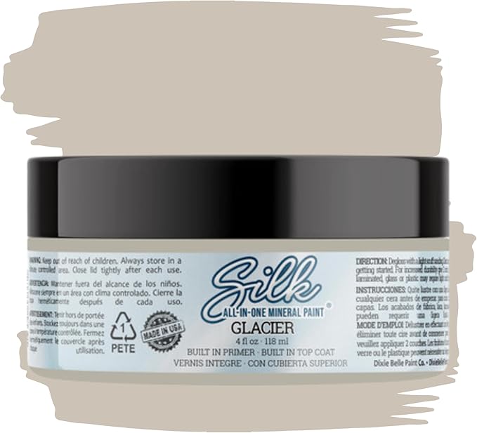 Dixie Belle Silk All-in-One Mineral Paint - Glacier (4oz) - All-in-One Water Based Primer + Topcoat - Durable Furniture Paint - Low Reflective Finish