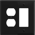 ENERLITES Combination Duplex Receptacle Outlet/Decorator Switch Wall Plate, Mid-Size 2-Gang 4.88" x 4.92", Polycarbonate Thermoplastic, 882131M-BK, Black
