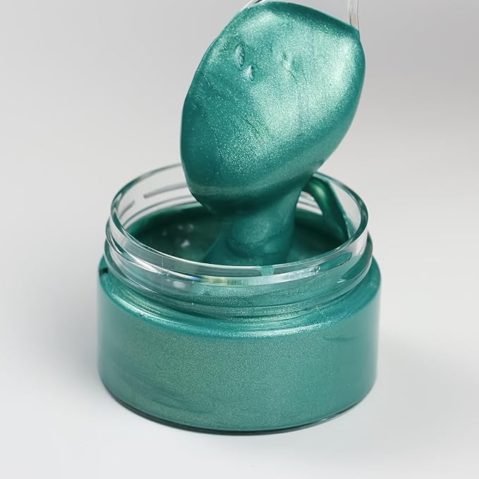 DGAGA Metallic Acrylic Paint,Metallic Green Paint,1.69 OZ/Jar,Chalk Paste Paints,Metalli Paste for Crafts Color-shifting Glass Paints,Blendable,Painting on Rocks,Wood,Canvas,Fabric,Ceramic