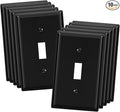 ELEGRP Toggle Light Switch Wall Plate, 1-Gang Standard Size Switch Covers, Unbreakable Polycarbonate Replacement Faceplates Covers, UL Listed, Color-matched Screws Included (10 Pack, Glossy Black)