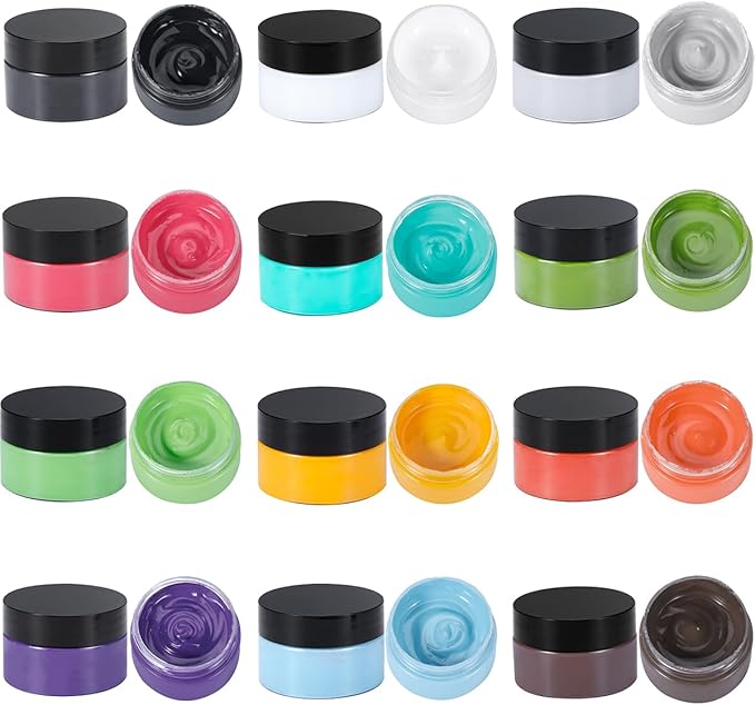 12PCS Chalk Paste,Screen Printing Ink,Chalk Paste Paint for Stencil,Reusable Self Adhesive Silk Screen Stencils Paste Starter Kit,Chalkboard Paint for Craft DIY Home 50g/Jar (12Colors)