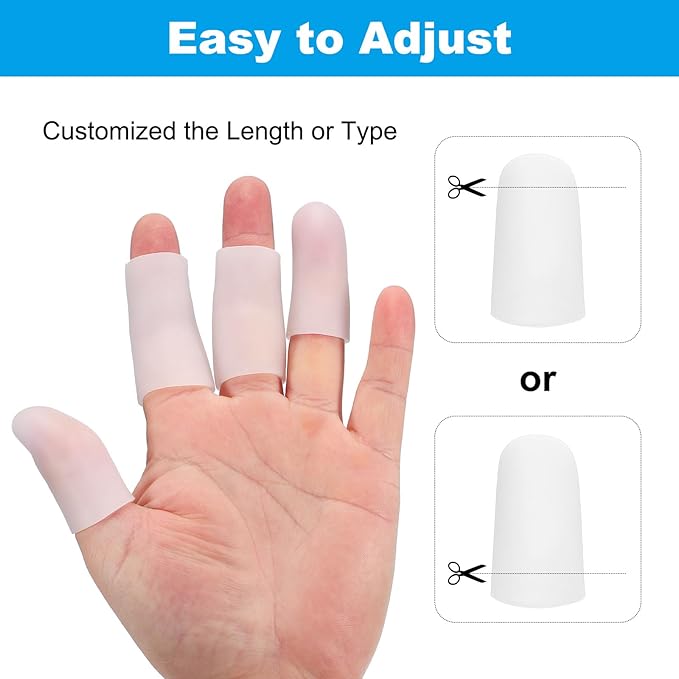 PATIKIL Finger Sleeve Protectors, 20pcs Silicone Finger Cots Cover Cap Thumb Guard Gel Finger Protection for Repair, Sports, 1.6"x0.8" White