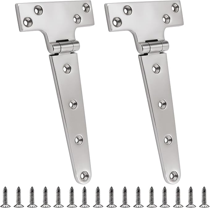316 Stainless Steel T Hinges Marine Grade 8'' x 4" Heavy Duty Boat Hatch Hinge (196 mm X 97 mm) 2 Pack Casting Cabinet Hardware Door Hinge with Screws