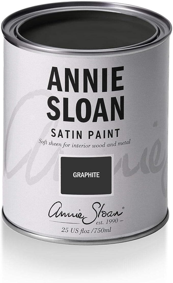 Annie Sloan Satin Paint (Graphite, 25 Fl Oz/750 mL). Soft sheen for interior wood and metal. Self-leveling, all-in-one paint with no wax or lacquer required.