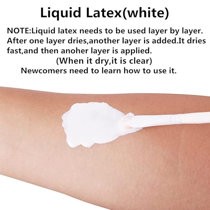 Go Ho Liquid Latex SFX Makeup(2 oz),Halloween Monster Zombie Makeup,Quick Drying Multi-Purpose Liquid White Face Paint for Scar Cut Wound Peeling Skin Wrinkles Stipples Burns Blisters,Clear White