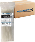 Kable Kontrol Cable Zip Ties, 17 Inch 1500 Pcs HD 175lbs Test Natural White | Nylon Plastic, Self Locking, UL Listed, Indoor Use