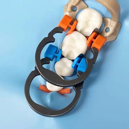 Dental Sectional Matrix Ring Clamp Spring Clip, Autoclavable Nickel Titanium Orthodontic Clamp Rings, Contoured Matrices System for Pre and Post Molars. (R2 Orange)