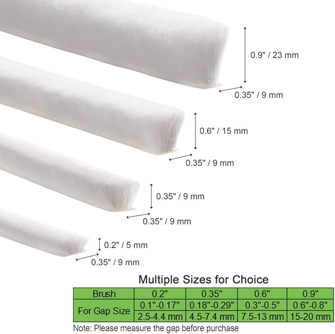 Self-Adhesive Weather Stripping Seal for Doors & Windows – Soundproof Insulation Gap Filler for Sliding, Exterior, Front, and Jamb Frames – 0.35" x 0.35" x 16.5 ft, White