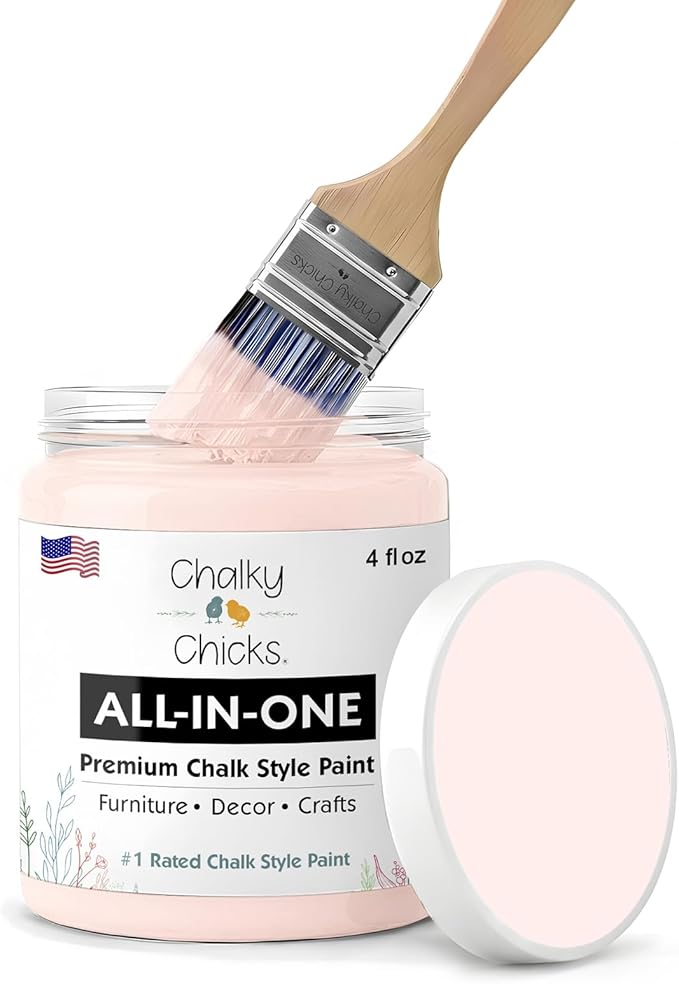 Chalky Chicks 4 Fl Oz Matte Paris Pink Chalk Paint for Furniture Without Sanding - No Prep Furniture Paint No Sanding All in One for Crafts, Wood, Walls, Cabinet, Metal, Dresser, Farmhouse