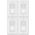 BESTTEN 4 Pack 4-Way Decorator Wall Light Switch with Wallplate, 15A 120/277V, On/Off Paddle Rocker Interrupter, Self-Grounding, UL Listed, White