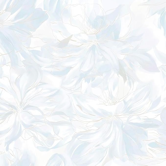 78.7"x17.3" Peel and Stick Wallpaper Blue Floral Boho Cute Contact Paper Light Blue Girly White Flower Wallpaper Removable Dorm Girls Wall Paper Self Adhesive Modern Kitchen Bedroom Vinyl Roll