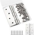 Pine & Linen 3 Pack Stainless Steel Folding Hinge, Butt Cabinet Hinge, Window Hinges Small Hinges with 24 Pieces Screws for Home Furniture/Cabinet Projects/DIY Enthusiasts（4 Inch）
