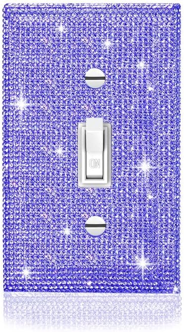 Shiny Purple Single Toggle Light Switch Plate Wall Plates Light Switch Cover Plate Decorative Switch Covers Purple Rhinestones Wall Plate